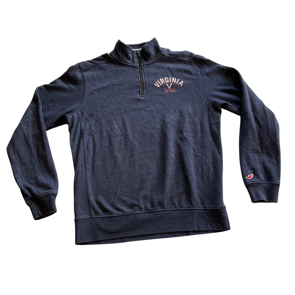 League Quarter Zip Pullover Mens Small Navy‎ Virginia Cavaliers UVA Sweatshirt